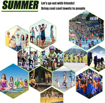 Biange Cooling Towel (Pack of 20, 40"x12") with Pouches for Sports, Workout, Fitness, Gym, Yoga, Golf, Pilates, Travel, Camping & More