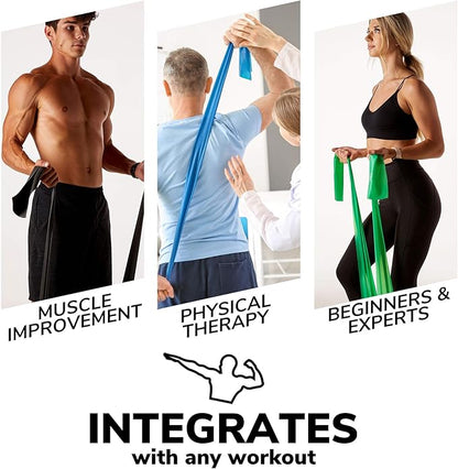 7Ft Long Resistance Bands for Stretching - Resistance Bands Set with Door Anchor - Exercise Bands Including Carry Pouch, E-Book & App - Latex-Free Workout Bands