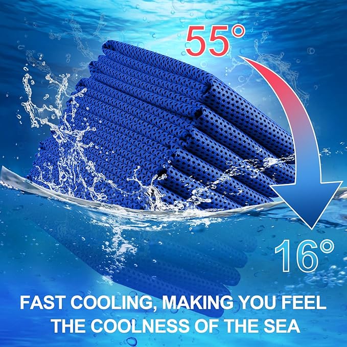 Shellwei 50 Pcs Cooling Towel 40 x 12 Inch Microfiber Workout Towels Breathable Chilly Towel Ice Cool Cold Towels Bulk Fast Drying Absorbent Sweat Rag for Neck Yoga Sports Golf Gym