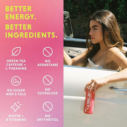 GORGIE Sugar Free Natural Energy Drinks, BestSellers Variety (12 Pack) - Healthy Energy Drinks - Natural Coffee Replacement with Green Tea Caffeine and Biotin - 150mg Caffeine, Vegan, & Low Calorie