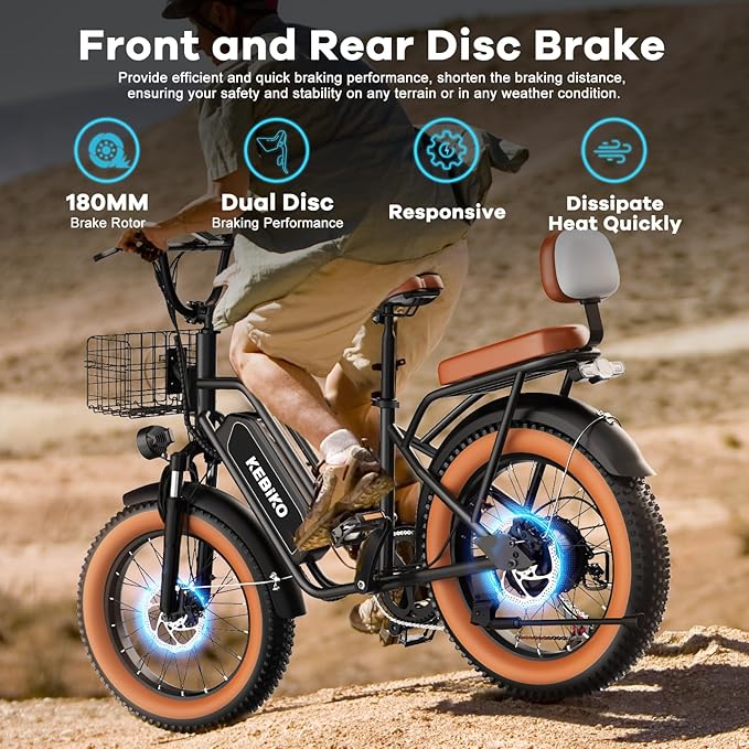 Electric Bike for Adults, 20"x 4" Fat Tire 35MPH Ebike, 1450W Peak Mountain Bike with 48V 20AH Removable 960WH Battery, 80 Miles Max Range Hydraulic/Mechanical Disc Brake 7-Speed Electric Bicycle
