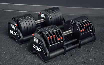 Rep Fitness Quickdraw Adjustable Dumbbells, Multiple weight ranges available including: 5-30, 5-40,5-50 and 5-60 lbs