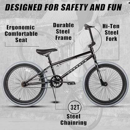 Freestyle BMX Bike, 18 20 Inch Kids Bicycle for 5-13 Years Old Kids and Beginner Level Rider, Multiple Colors