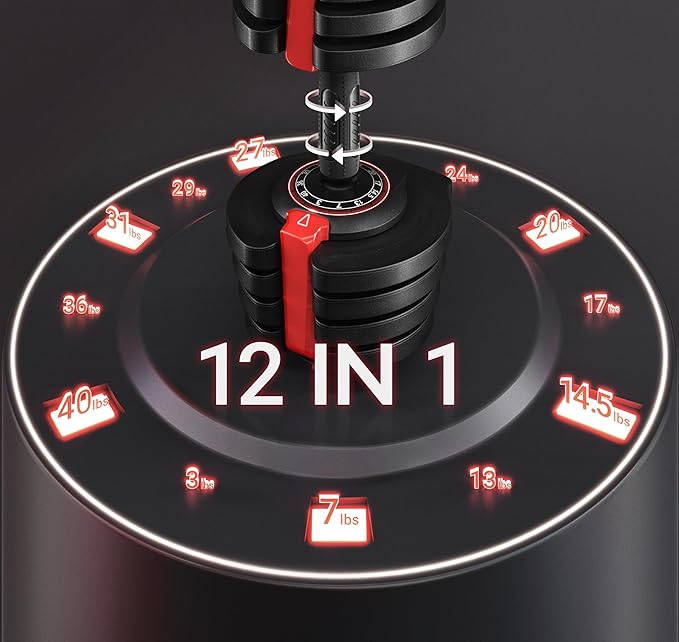 Yaheetech Adjustable Dumbbell Set 28/40/52.5/90LBS Adjustable Dumbbells Fast Adjust Dumbbell Weight Set with Anti-Slip Handle and Tray for Men/Women Home Gym Strength Training Equipment Single/Pair