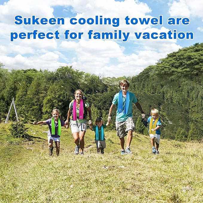 Sukeen 10 Pack Cooling Towels (40"x12") for Sweat, Quick-Drying Neck Cooling Wraps, Soft Breathable Cooling Towels for Neck and Face, Chilly SportsTowel for Yoga, Sport, Running, Workout