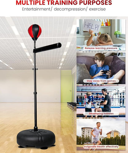 INNOLIFE Kids Boxing Bar with Punching Bag, Adjustable Height, Complete Set, Stable Base, Easy Installation