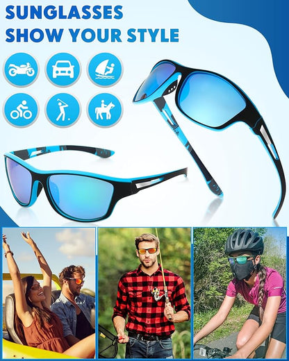 Frienda 6 Pack Polarized Sport Sunglasses for Men Multipack Fit over Glasses Pack Lot Set Men's Sport Fishing Eyeglasses