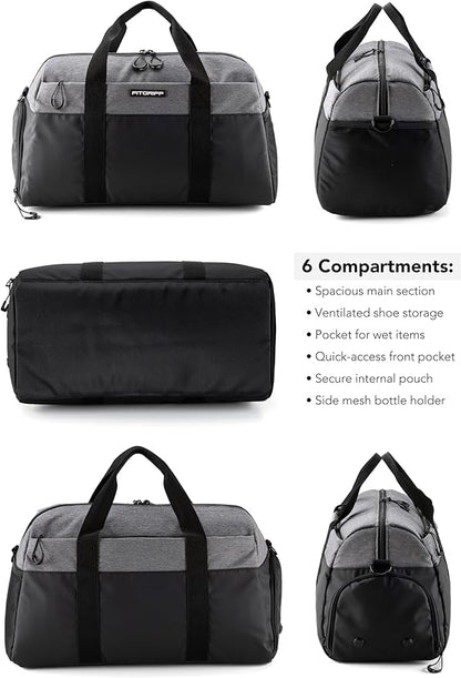 Fitgriff® Gym Bag V2 for Men and Women with Shoe & Wet Compartment - Duffle Bag for Travel, Sports, Fitness and Workout