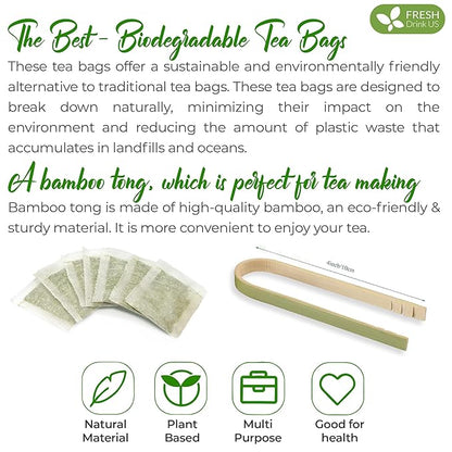 FreshDrinkUS, Premium 10 Soursop Graviola Leaf Tea Bags, 100% Natural & Pure from Soursop Leaves, Hoja Guanabana Herbal Tea. Made with Natural Material Tea Bags. No Sugar, No Caffeine, Vegan.