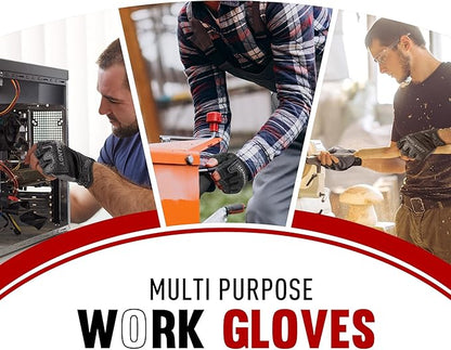 HANDLANDY Fingerless Work Gloves for Men, Padded Half Finger Tactical Mechanics Gloves, Utility Trucker Driver Gloves (Black, Large (Pack of 1))