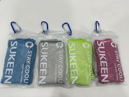 Sukeen 4Pack Cooling Towel (40"x12") for Neck and Face, Soft & Breathable Chilly Sports Towel, Quick-Drying Sweat Absorbing Cooling Neck Wraps with Cooling Tech. for Yoga, Sport, Running, Workout
