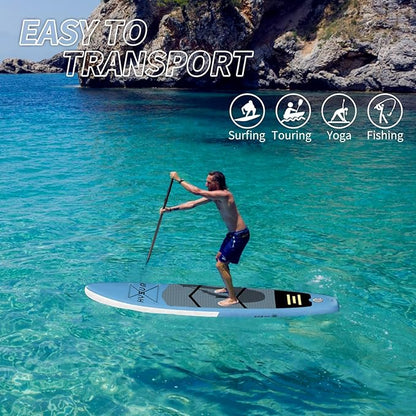 Inflatable Stand Up Paddle Board, 10'x30''x6'' Ultra-Light Paddleboards for All Skill Levels with SUP Accessories, Paddle, Fins, Leash, SUP Pump, Backpack