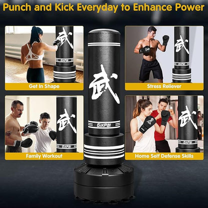GIKPAL Freestanding Punching Bag with Boxing Gloves, Heavy Boxing Bag with Stand for Adult, Kickboxing Bag for MMA Martial Arts Boxing Traning