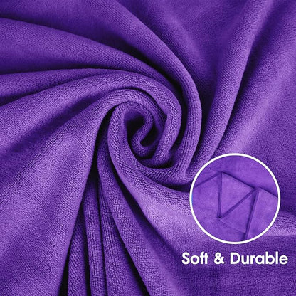 JML Microfiber Towels, Bath Towel Sets (6 Pack, 27" x 55") - Extra Absorbent, Fast Drying, Multipurpose for Bath, Swimming, Fitness, Sports, Yoga, Dark Blue/Green/Pink