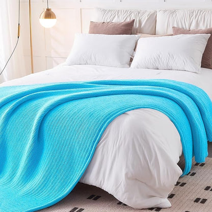 L'AGRATY Knitted Weighted Blanket - 48"x72" 15lbs Cooling Chunky Knit Heavy Blanket for Adults Braided Crochet Throw Thick Cable Yarn Knit Decorative No Beads Evenly Weighted Machine Washable