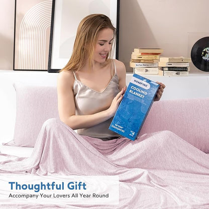 HOMFINE Cooling Blankets for Hot Sleepers - Summer Blanket Thin Lightweight Breathable Soft Double Side Enhanced Cooling for Bed Couch Sofa, Keep Cool for Night Sweats (Pink, 90 x 90 inches)