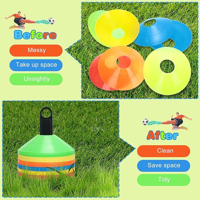 120 Pack Disc Cones Sports Soccer Cones Drills 2 Carry 2 Holders