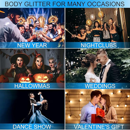 Holographic Face Glitter Gel Body Shimmer Makeup for for Hair, Face, Clavicle, Arm, Nail, Eyeshadow, Long Lasting Waterproof Mermaid Sequins Party Glitter for Rave Festival, 1.35oz (Luminous Pink)