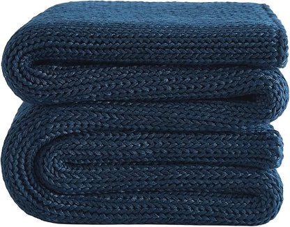 L'AGRATY Knitted Weighted Blanket - 48"x72" 15lbs Cooling Chunky Knit Heavy Blanket for Adults Braided Crochet Throw Thick Cable Yarn Knit Decorative No Beads Evenly Weighted Machine Washable
