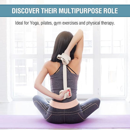 2-PACK or 5-PACK Yoga Exercise Adjustable Straps 8Ft | BONUS eBook | with Durable D-Ring For Pilates & Gym Workouts | Hold Poses, Stretch, Improve Flexibility & Maintain Balance
