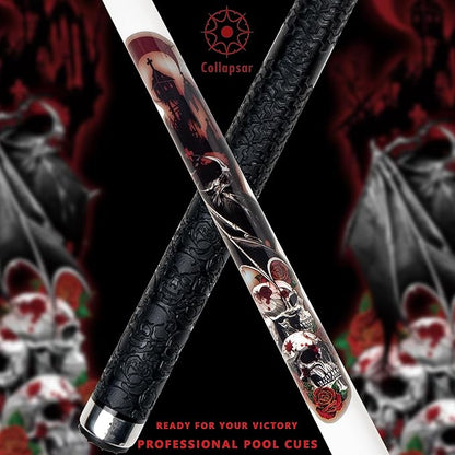 Collapsar CBP Pool Stick with 1X1 Hard Case,13mm Tip with Low Deflection Technology Billiard Cue,58" 2-Pieces 19-21 oz Professional Pool Cue Set