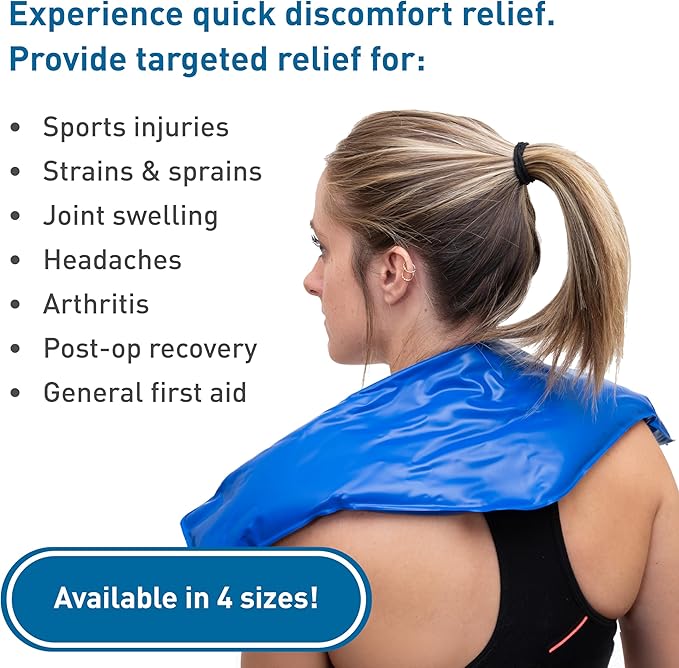 BodyMed Reusable Vinyl Ice Pack for Knee, Arm, Elbow, Shoulder, Back - Professional Grade Cold Therapy for Injuries, Aches, Swelling, Bruises, Sprains - 12 in. x 7 in. (Half)