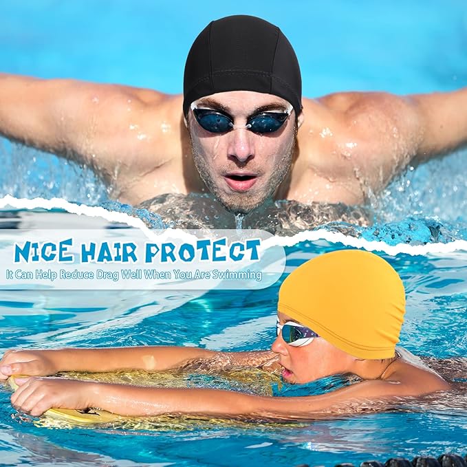 Bonuci 24 Pieces Cloth Elastic Swim Cap Bulk Comfortable Fabric Swimming Hat Elasticity Swimming Pool Cap Lightweight Bathing Caps for Women Men Kids Unisex, Not Waterproof