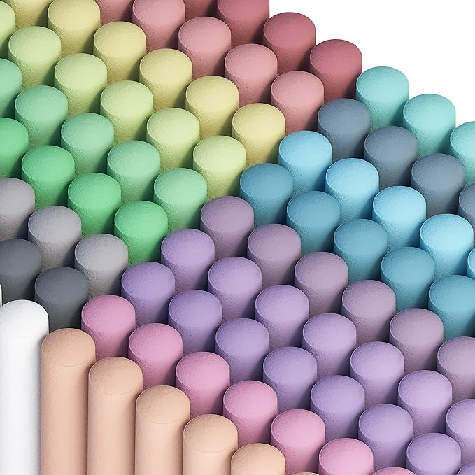 feela Sidewalk Chalk, 162 Pack 18 Colors Sidewalk Chalk Set For Kids Jumbo Chalk Bulk, Great for Kids Family, Paint on Sidewalk Wall School Driveway Blackboard Street Playground