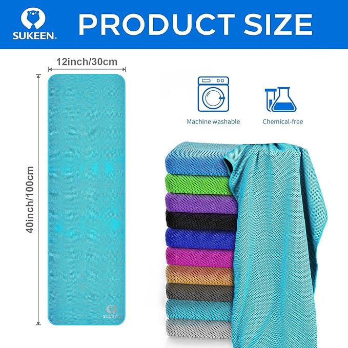 Sukkeen Cooling Towel (40"x12"), Soft Breathable Chilly Microfiber Towel for Yoga, Sports & More Activities