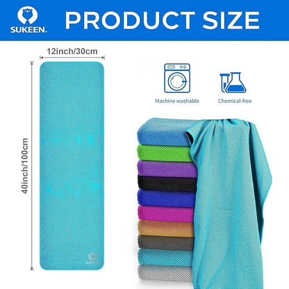 Sukkeen Cooling Towel (40"x12"), Soft Breathable Chilly Microfiber Towel for Yoga, Sports & More Activities
