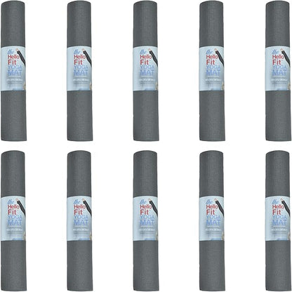 Hello Fit 10-Pack Yoga Mat, 68" x 24" Non Slip Exercise Mat, 4mm Thick Gym Mat for Fitness and Stretching, Bulk Non Toxic Yoga Mats for Schools and Studios