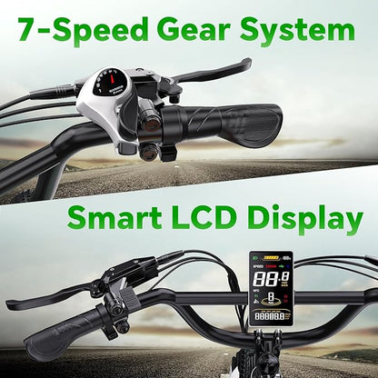 2 Seater Electric Bike, 48V 20AH(𝟗𝟔𝟎𝐖𝐇) Large Removable Battery, 𝟏𝟑𝟎𝟎𝐖 Peak Motor, 20"x 4.0" Fat Tire Ebike for Adults, 80+Miles Max,30+MPH, City Couple E Bike for All Terrain