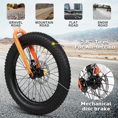 Glerc Mars Kids Mountain Bike, 20 24 Inch Fat Tire Bike for Teen Ages 6-14 Year Old, Bicycle with 2.8-Inch Wide Tires and 6 Speed Drivetrain, Multiple Colors