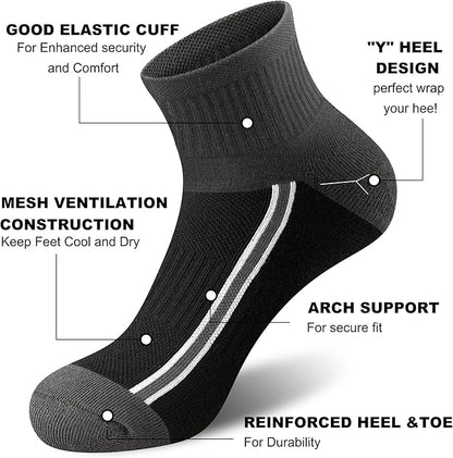 Gonii men ankle socks for men athletic running Cushion Quarter Socks 5 Pairs