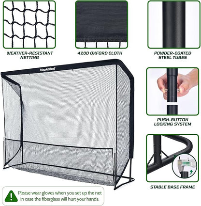 Haokelball Golf Practice Net - 10x7.5ft Hitting Net with Target Cloth for Indoor or Outdoor Use, Heavy Duty with Carry Bag
