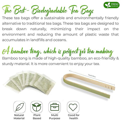 FreshDrinkUS, Premium 55 Pandan Leaf Tea Bags, 100% Natural & Pure from Pandan Leaves. Loose Leaf Pandan Herbal Tea. Made with Natural Material Tea Bags. No Sugar, No Caffeine, No Gluten, Vegan.