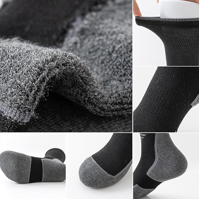 JOYNÉE 5/10 Pairs Mens Lightweight Athletic Crew Socks Cushioned Breathable Long Socks for Sports Running