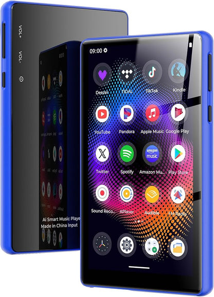 128GB MP3 Player with Bluetooth and WiFi，Music Video Player with Spotify Pandora,Amazon Music, 5" Touch Screen Android MP4 MP3 Player for Kids with Audible, YouTube, Spotify Kids,up to 256GB (Blue)