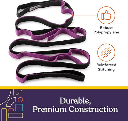 SPECIAL SUPPLIES Yoga Strap for Stretching, Stability Training, Fitness, Flexibility, Physical Therapy, Home Workout Equipment, Strength Training, and Pilates (Purple)