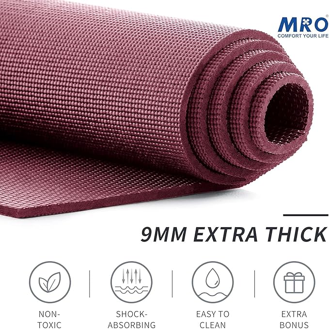 MRO Extra Large Yoga Mat, 12'x6'/9'x6'/7'x5'/6'x4' (9MM) Extra Wide and Thick Exercise Mats for Home Gym Workout, Non-Slip, Soft for Women and Men Fitness, Ideal for Barefoot Yoga, Pilates, stretching