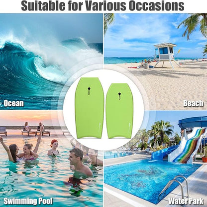 Goplus 41''/37''/33'' Lightweight Body Board for Beach, Surf Board with EPS Core, XPE Deck, HDPE Slick Bottom, Wrist Leash, Bodyboard for Kids Adults Surfing