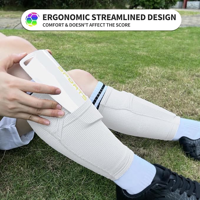 Kids Youth Soccer Shin Guards with Sleeves, Slip in Shinguards Soccer Shin Pads for 3-15 Years Old Boys Girls Child Teens