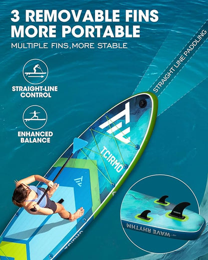 Inflatable Stand Up Paddle Board for Adults with Seam Welded Technology, 10'6''x33''x6'', Durable SUP with Dual-Blade Paddle and Complete Accessories, 390 lbs Capacity, Beginner-Friendly
