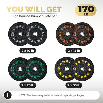 2 Inch Bumper Plates，10-500lbs，Barbell Rubber Olympic Weight Plates Set for Home Gym, Strength Training & Weight Lifting, Multiple Options Colors