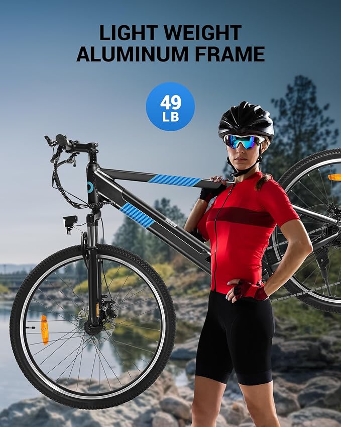 Electric Bike for Adults,36V Built-in Invisible Removable Battery,350W Brushless Motor(Peak 450W) Electric Mountain Bike,26" Tires&Front Fork Suspension,UL Certified 7-Speed