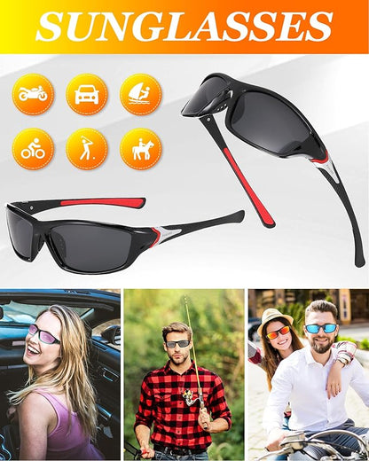 Frienda 6 Pack Polarized Sport Sunglasses for Men Multipack Fit over Glasses Pack Lot Set Men's Sport Fishing Eyeglasses