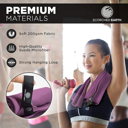 ScorchedEarth Microfiber Travel & Sports Towel Set - Quick Dry, Super Absorbent, Compact, Lightweight - for Camping, Backpacking, Hiking, Beach, Yoga, Swimming - Includes 2 Sizes + Carrying Bag & Clip