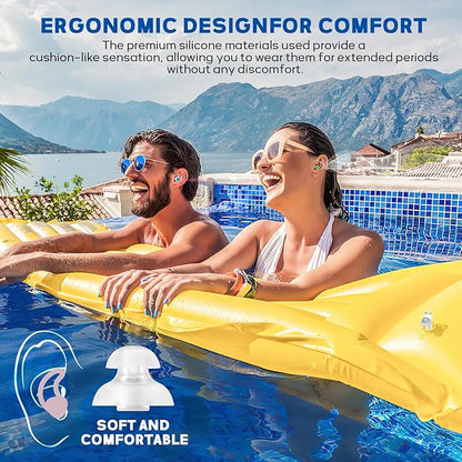 Hearprotek Swimmer Ear Plugs, [2 Pairs] Custom-fit Water Protection Adult Swimming earplugs for Swimmers Pool Shower Bathing and Other Water Sports(Blue&Green)