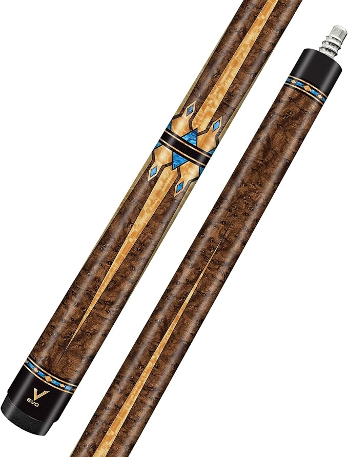 EVO Pegasus Jump Cue Stick, 29” Glassfiber Hybrid pro Taper mini 3/8-8 Joint, Tip Brown Bakelite, 13.9mm, Carbon Composite Cue Butt, 3 Pieces