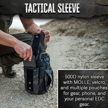 Iron Infidel Battle Bottle - One Gallon Insulated Water Bottle with Dual Carry Handles - 128 oz Tactical Stainless Steel Water Jug & Rugged Extra Large Sleeve With Storage (Black Camo 128 Ounces)